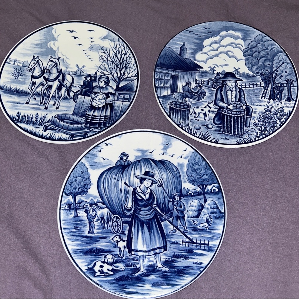 Set of 3 Royal Delft wall plates